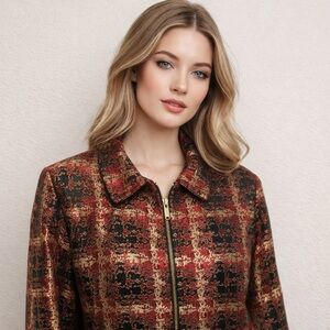 Chic Women's Red and Gold Blazer